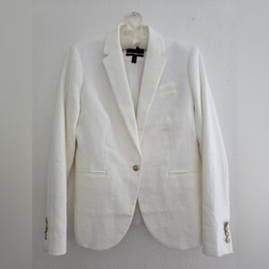 J.CREW Women's Campbell Linen Blazer White W/Nautical-themed Buttons Lined Sz 4